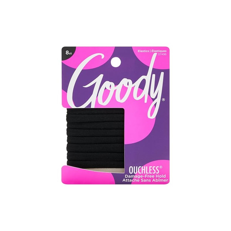 Goody Women's Black Athletique Sweat Stretch Elastics, 8 CT