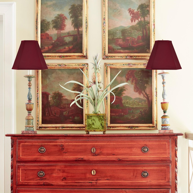 GO&SO Set of 2 Burgundy Bell Lamp Shades Fabric Lampshade,