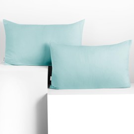 DecoKing 2 Pillowcases 50 x 60 cm Jersey 100% Combed Cotton Zip Light Blue Amber
