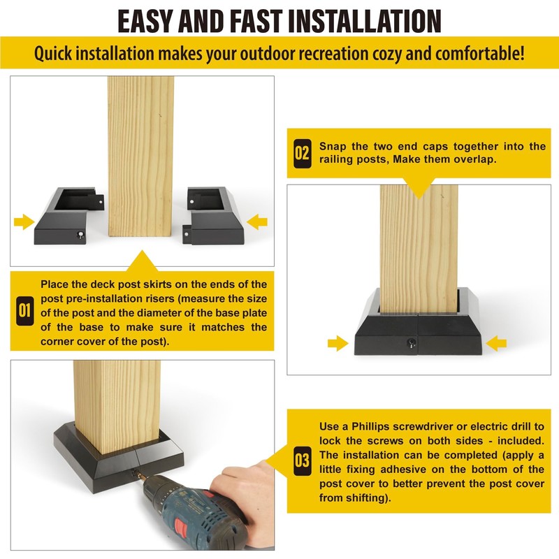 4Pack 3.5"x 3.5" Aluminum Deck Post Base Cover, Split Post