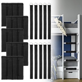 OGANAZI 5PCS Bunk Bed Ladder Pads, Soft Bunk Bed Ladder Cover with 10 Adjustable Straps, Comfortable Ladder Step Pads for Loft Bed, Bunk Bed Ladder Padding Suitable for Safe Climbing - 9.6x9.1 Inch