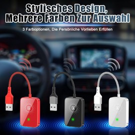 WODHMIEY Wireless Car Adapter, 5GHz Carplay Wireless Connection, Plug and Play, Quick Transmission, Voice Control, Bluetooth, Compatible with 98% Vehicles, OTA Update, iOS Compatible