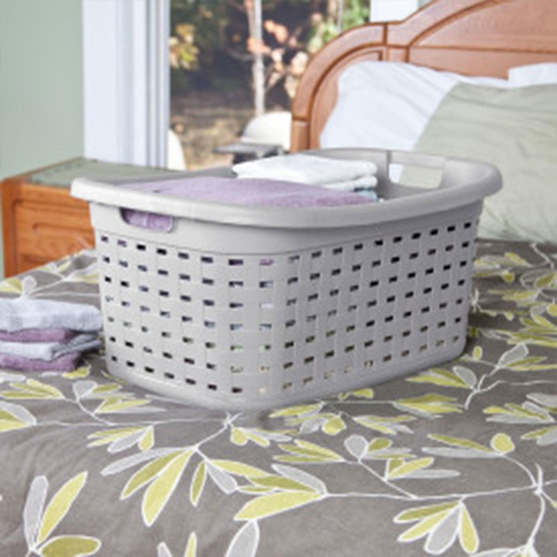 Sterilite 6-Pack Weave Laundry Basket, Rectangle Plastic Clothes Hamper w/