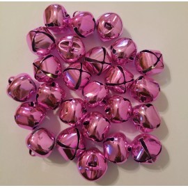 Unbranded Lot of 25 pcs Bright Pink Shiny Metal Jingle Bells 25mm 1" Christmas Crafts