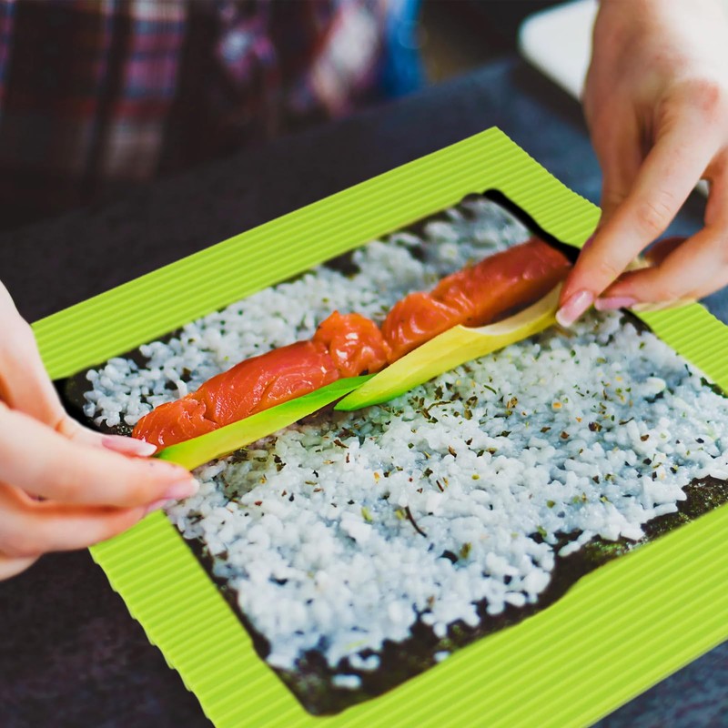 SINJEUN 6 Pack Silicone Sushi Rolling Mat, Silicone Sushi Mat,