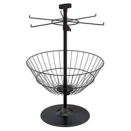 6 Hook/Dump Basket Countertop Display in Black 27 H x 18 W x 18 D Inches