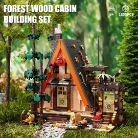 TGL TYCOLE A Frame Cabin Building Blocks Set with LED Lights,1800Pcs Wooden Forest House Building Block Toy,STEM Treehouse Construction Sets,Birthday Gift for for Adults and Kids Girls Boys 8-12