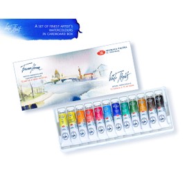 White Nights russische Künstler Aquarellfarben im Set mit 12 Farben à 10 ml in Tuben, Bunt