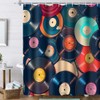TPMDFC Retro Music Shower Curtain 72x72inch Music Records Bathroom Shower