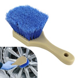 Hovom Car Wash Brush for Tire & Wheel Rim, Soft Bristle Wheel Cleaning Brushes, Short Handle Tire Cleaner Brush Releases Dirt and Road Grime, Universal Car Cleaning Supplies (Light Blue)