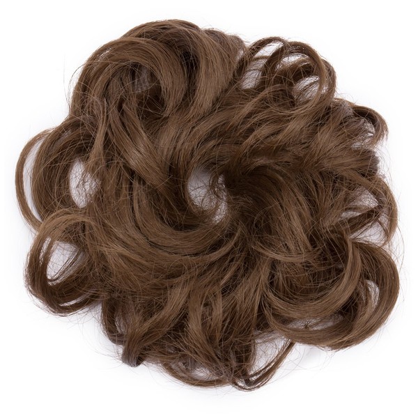 Scrunchy Updo Wavy Straight Hair Bun Clip Messy Donut Chignons Synthetic Hairpiece Hair Extension (ash brown)