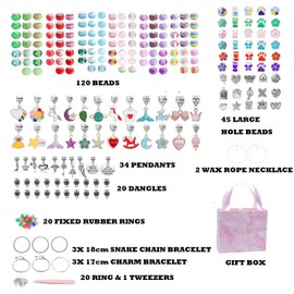 SHJOEE 288 Pieces Charm Bracelet Making Kit Children's Bracelet Set DIY Crafts for Girls Women Jewellery Making Set 5-13 Years Gifts for Birthday Easter Christmas