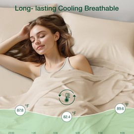 Love's cabin King Size Sheet Set, Cooling Sheets for King Size Bed Set, 100% Rayon Derived from Bamboo, Breathable & Soft Deep Pocket Up to 16", Hotel Luxury Silky Bedding Sheets,Beige