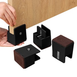 Ezprotekt Adjustable Furniture Risers with Screw Clamp, Chair Risers 2 Inch Height Heavy Duty Sofa Tables Bed Risers, fit Square/Round Leg Diameter from 0''–1.5'', Supports 20,000 lbs (Black, 4 Pack)