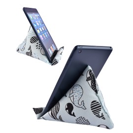 STEPHAN AND THEODORE Handmade Phone Pillow Holder - The Wedge Mobile Device Stand - Fabric Phone Stand for All iPhones, All Smartphones! 7 x 6.1 x 5.5 Inches (Whales)