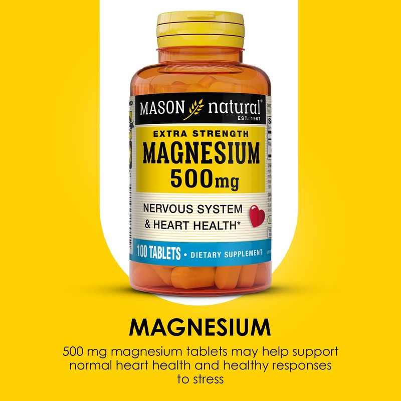 Mason Natural Magnesium 500 mg Extra Strength, 100,Day Supply, 1