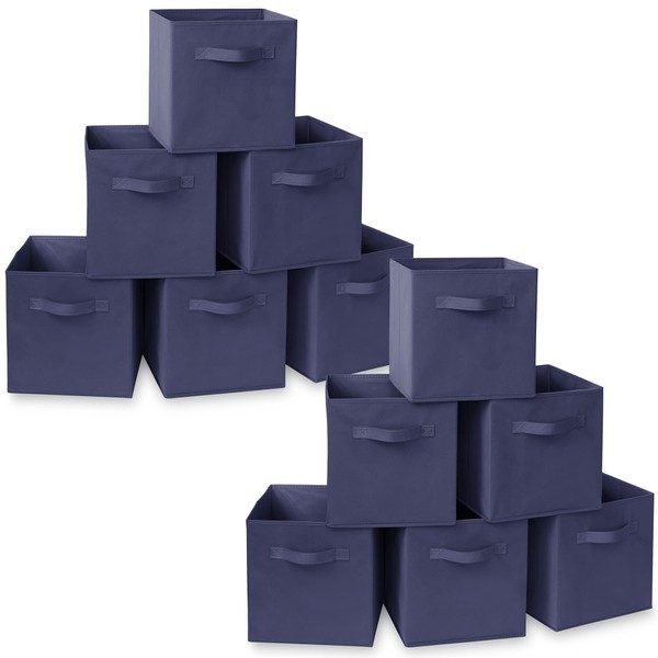 Casafield Set of 12 Collapsible Fabric Cube Storage Bins, Navy