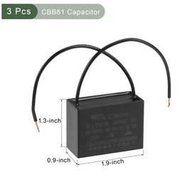 YOKIVE Pack of 3 Ceiling Fan Capacitor CBB61 Metallised Polypropylene Film Capacitor Ideal for Fans Pumps Motors Running (14uF 250V AC 2 Wires 50/60Hz)