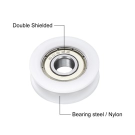uxcell 4pcs U608ZZ POM Pulley U-Groove Ball Bearing 8 x 30 x 10mm U Groove Roller Wheel (GCr15) Chrome Steel Bearings, White