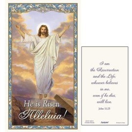 He is Risen Alleluia! Holy Prayer Card, Pack of 100