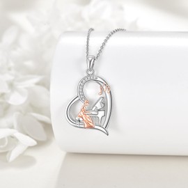 VENACOLY Piano Necklace S925 Sterling Silver Music Piano Pendant Piano Note Necklace Piano Jewellery Cool Gifts for Piano Ladies Lovers Women Piano Memorial Gift, Sterling Silver