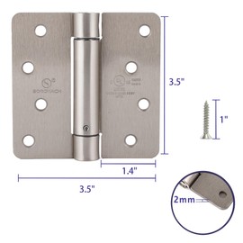 3 Pieces Self Closing Door Hinge 4 inch Satin Nickel Auto Close Hinges Adjustable 4" x 4" Spring Hinges Door Closer Hinge 1/4" Radius Corner Commercial Auto Self-Closing Hinge