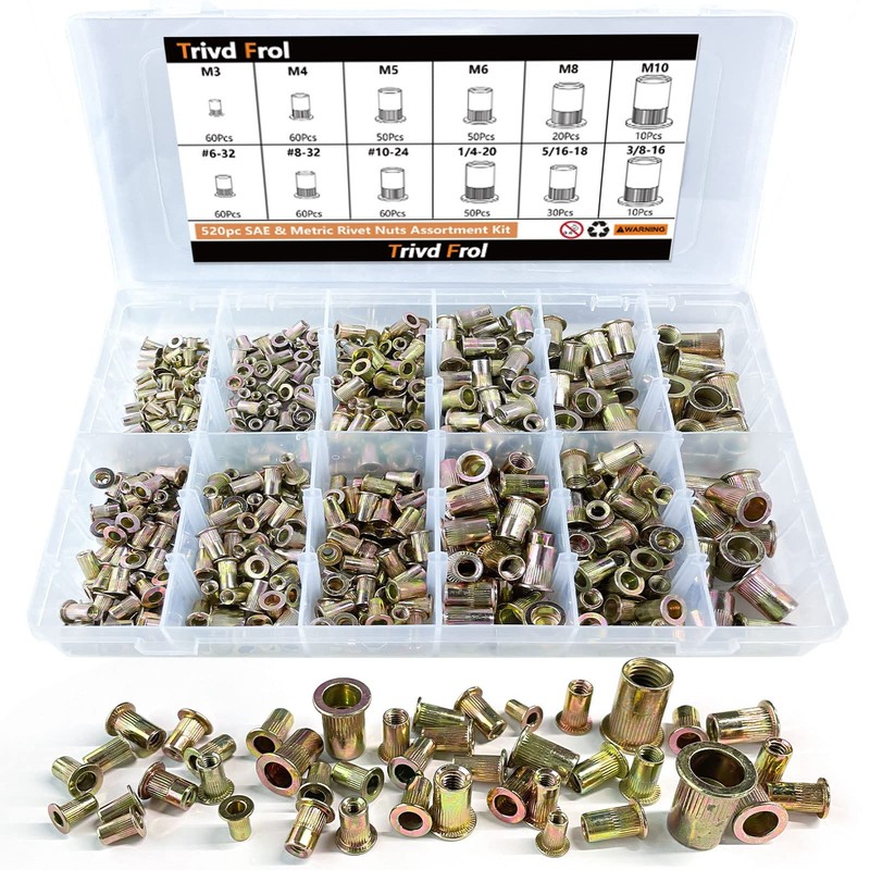 Trivd Frol Rivet Nut Tool Kit, 520pcs SAE & Metric