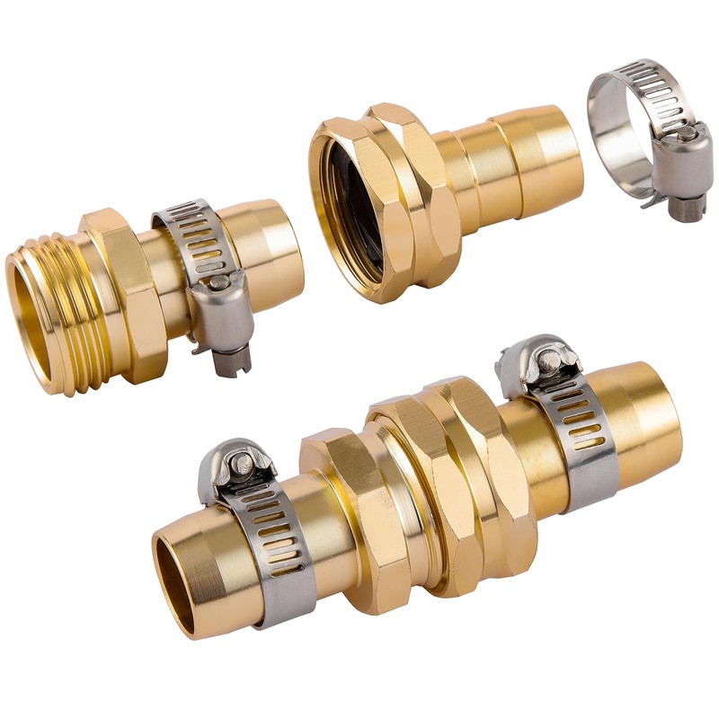4 Set Garden Hose Repair Connector with Clamps, Fit for