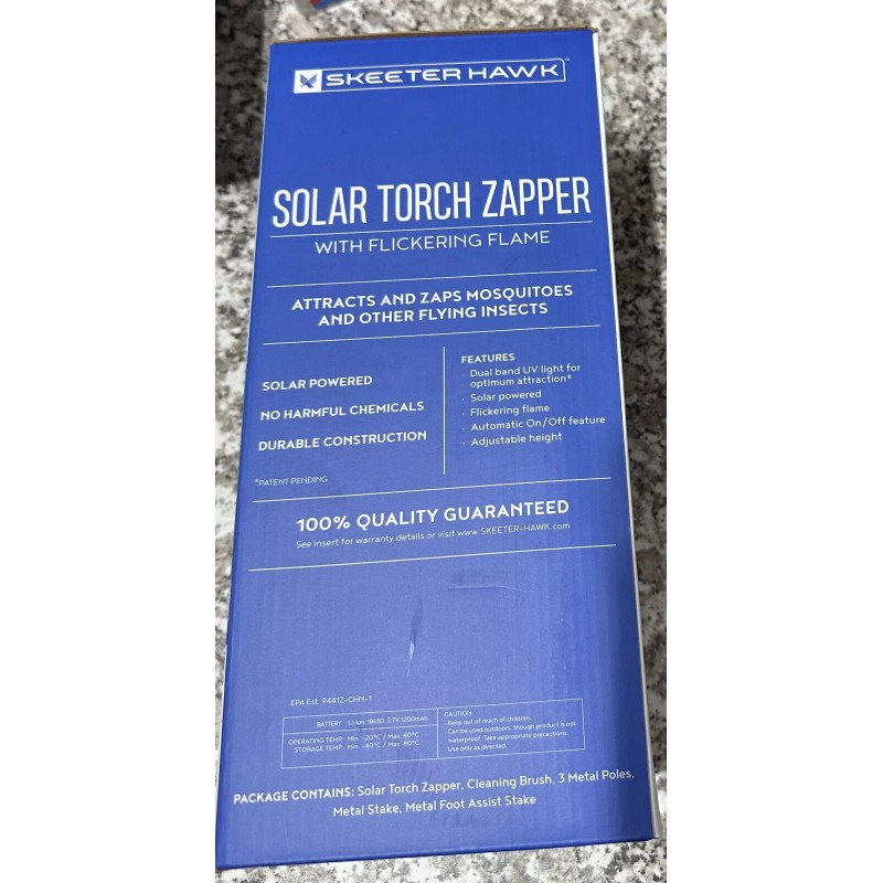 Skeeter Hawk 51” Solar Panel Torch Zapper w/ Flickering Flame