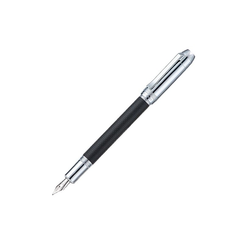 Jinhao 92 Pluma estilográfica negra plateada, punta media, metal sólido