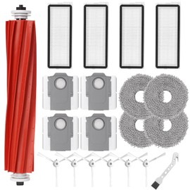 Fixbetter Accessories Kit for Roborock Qrevo S/QRevo MaxV/QRevo Pro Robot Vacuum Cleaner Replacement Parts. 1 Main Roller Brush, 4 Hepa Filters, 4 Mop Pads, 6 Side Brushes, 4 Dust Bags, 1 Brush