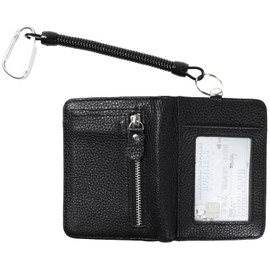 Shoebill Slim Leather Bifold Wallet for Men & Women | Compact with ID Window & Secure Chain Loop (Black)