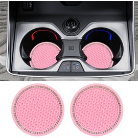 MACHSWON 2.75 Inch 2 Pack Car Cup Holder Cup Coasters Shiny Car Accessories Pink Cute Cup Holders Accessories for cs01 cs01