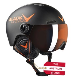 Black Crevice Leogang Children's Visor Helmet, Matte Black / Orange, 48-52 cm
