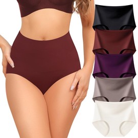 LEVAO No Show High Waisted Underwear for Women Seamless Briefs Panties Plus Size Full Coverage Soft S-XXL 5 Pack - Color:  5 pack multicolor a, Size: XL