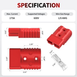 RVBOATPAT Battery Quick Disconnect Connector 175A, 12V Battery Quick Connect Cable Connector 1/0 AWG for Car Winch Forklift - 4 Pack