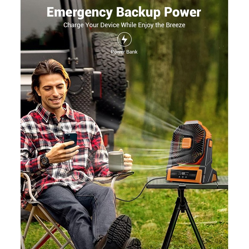 KopBeau Portable Camping Fan with Lights, 20000mAh Rechargeable Battery Operated