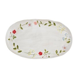 Mud Pie Flower 10 1/4" x 17" PLATTERS & TRAYS, White