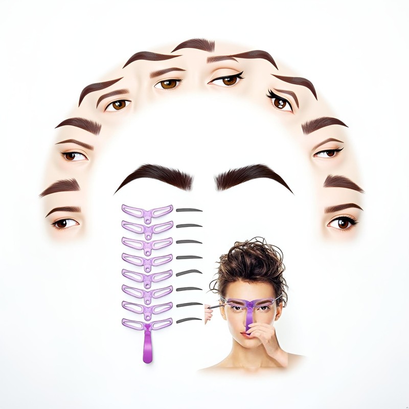 1Pc Pouple Eyebrow Shaping Kit,Eyebrow Template，8 Styles Reusable Eyebrow Stencil