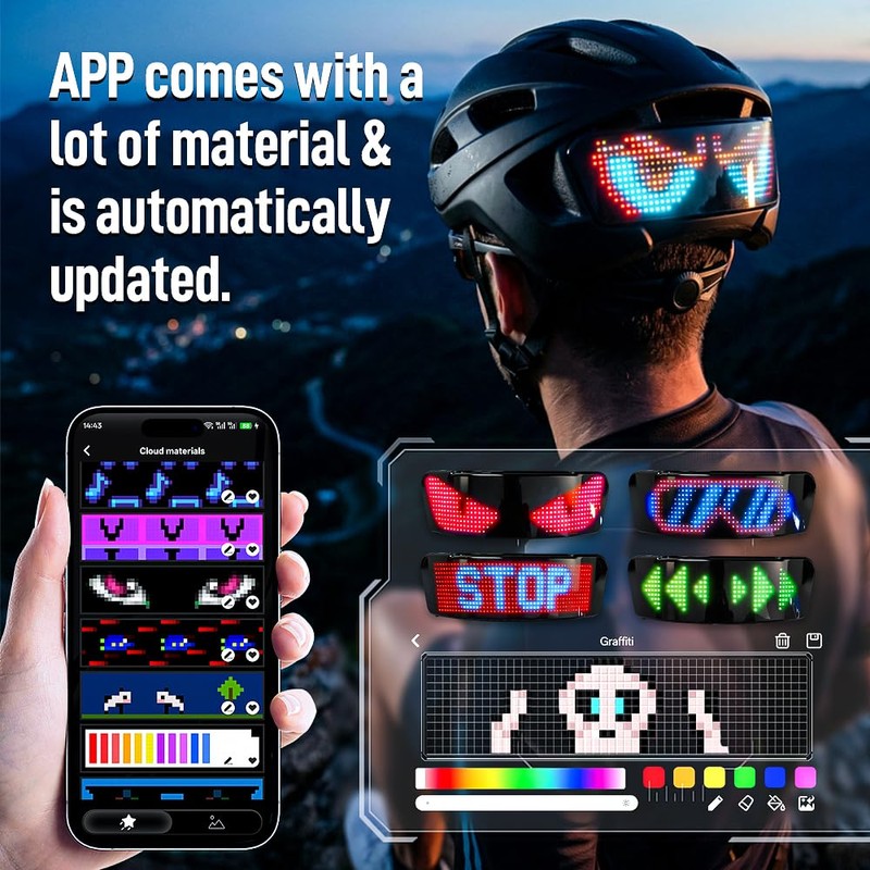 Smart LED Helmet Light with APP Control – 4-in-1 Motorcycle