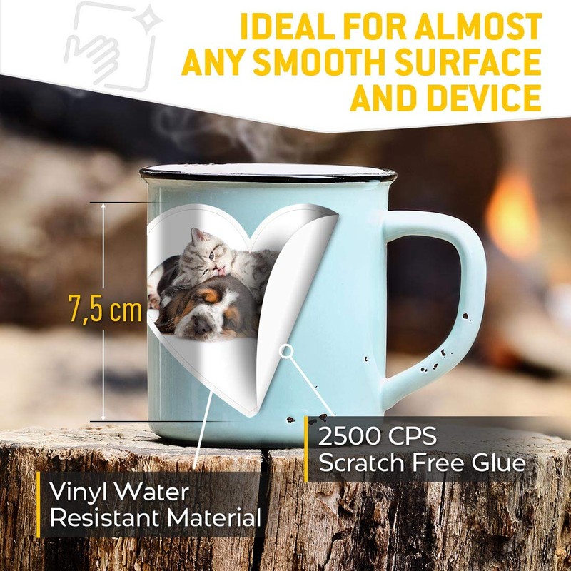 2 x Heart Stickers 7.5 cm - Sleepy Puppy &