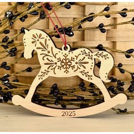 Rocking Horse Christmas Ornament Scandinavian Design - Maple Christmas Ornament for Babies - Baby's First Christmas Ornament (2025)