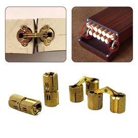 10Pcs Brass Barrel Hinges, Invisible Cabinet Furniture Hinges with 180 Degree Opening Angle, Hidden Box Hinges for DIY Jewelry Box Hand Craft (M14x31mm)