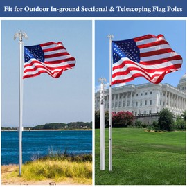NQ Silver Flag Pole Eagle Topper Ornament, Aluminum Alloy Eagle Finial for 20'/25'/30' Telescopic/Sectional Flagpole（Silver,7inch）