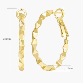 CHLOÉ LOVETT 14K Gold Hoop Earrings for Women Gold Earrings Hoops 3D Geometric Fusion Womens Hoop Earring for Women 30mm