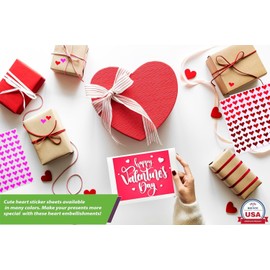 Royal Green 13mm Pink Valentine Heart Stickers – Permanent Heart Labels for Treat Bags, Gift Seals, Cards & Crafts – Easy Peel & Stick - (350 Pack)
