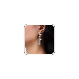 TseenYi Crystal Rectangle Geometric Earrings Black Rectangle Rhinestone Earrings Long Black Bar Drop Earrings Gold CZ Dangle Earrings Bridal Vintage Wedding Earrings Jewellery for Women, Crystal