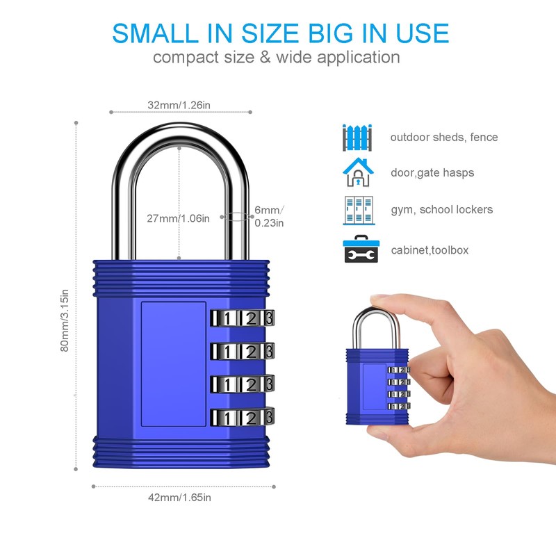 ZHEGE Combination Lock Padlock for Locker, School, Gym, Room, Closet,