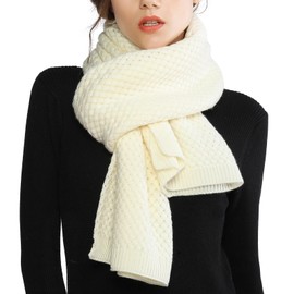RIIQIICHY Ladies Winter White Scarf for Women Scarves Wraps Chunky Fluffy Knitted Thick Scarfs Pashmina Shawl