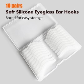 PTSLKHN Soft Silicone Eyeglass Ear Hooks, 10 Pairs of Glasses Anti Slip Grips For Sunglasses, Reading (Clear)